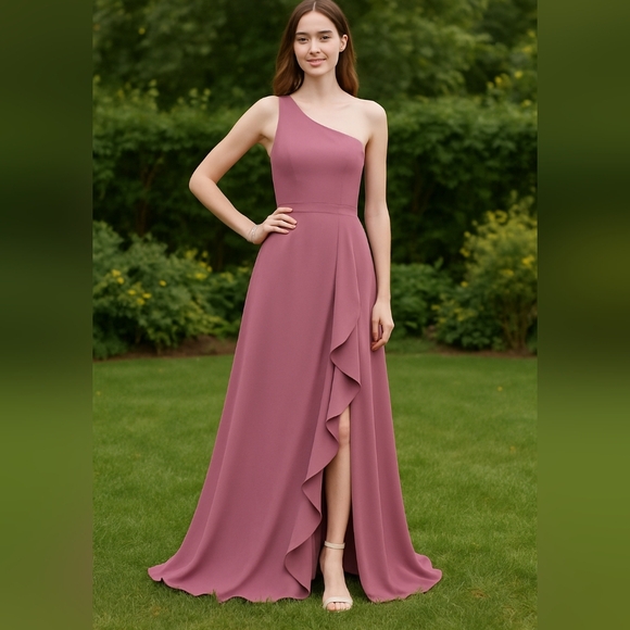 David's Bridal One-Shoulder DRESS - Picture 1 of 12